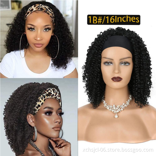 New Popular Turban Wig African Small Curly Black High Temperature Silk Explosion Hair Band Hair Cover for Women